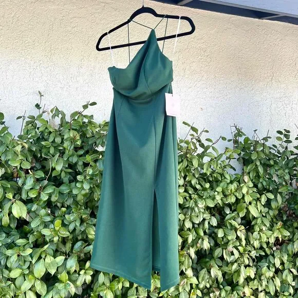 Hello Molly Outta Cash Midi Dress Dark Forest Green Size 4 Small NWT w tiny flaw - Picture 7 of 9